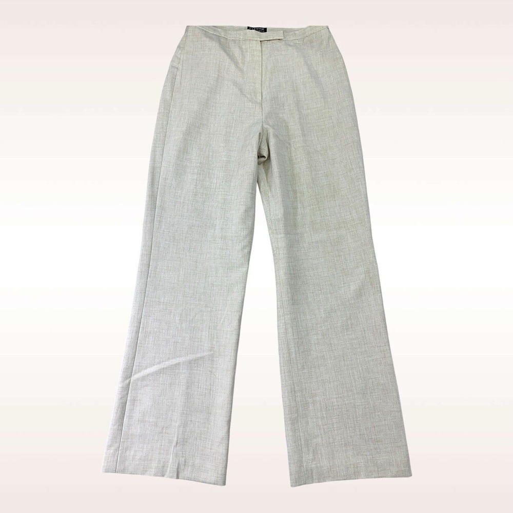 Larry Levine Pants Womens 29x31 Beige Heathered Flare Lined Stretch Trousers‎